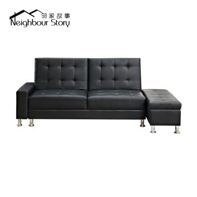 China Contemporary Universal Living Room Storage Box Three Seater Leather Folded Sofa Bed for sale