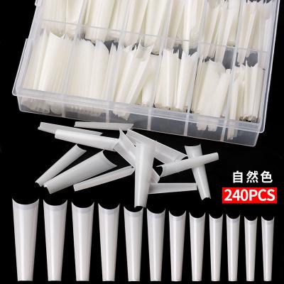 China Easy Wear 240 Pcs / Bag Custom Easy French Natural Long Tapered Straight XXL XXXL Coffin Shape Nail Tips for sale