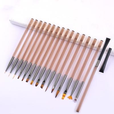 China Comfortable Handle High Quality Nylon Stiffen Aluminum Tube Splicing Nail Pen Clean Nail Dust Brush For Makeup for sale