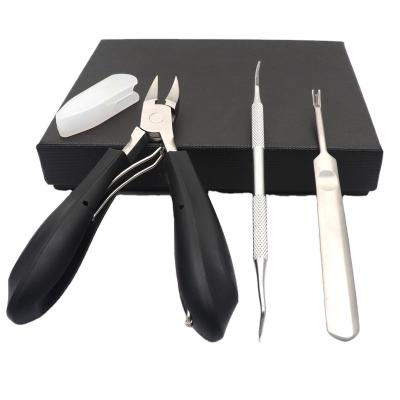 China Dead Cuticle Pusher Stainless Steel Scissor Skin Nippers Dead Scissors Fork Nail Nipper Tweezer Pedicure Manicure Gel Remover Set for sale