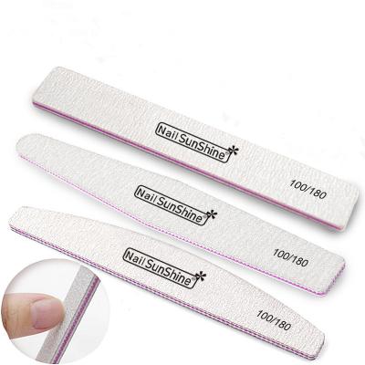 China Nail Polish Logo Printed Double Sided Custom Made Professional 100 180 240 Half Moon Emery Nail File for sale