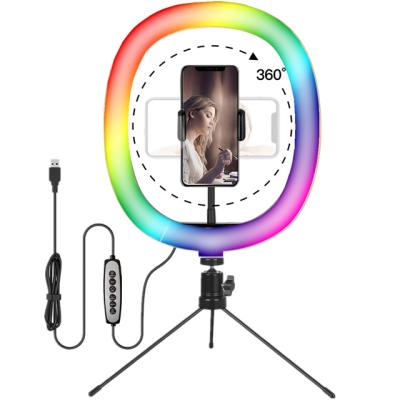 China Dimmable Mini 10 in/12 Inch Photo Photography Tripod Ring Desktop Light RGB Fill Light Led Beauty TikTok Mobile Phone Live Stream for sale