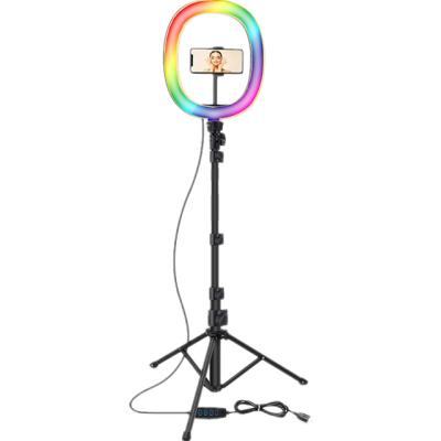 China Mini Desktop RGB LED Ring Fill Light TikTok Live Video Fill Light Mobile Phone Beauty Selfie Light with Tripod for sale