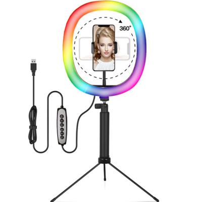 China Mini 10 inch/12 inch/12 inch Photo Photography Tripod Ring Telescopic Rod Desk Light RGB Dimmable Fill Light Led TikTok Living Light for sale