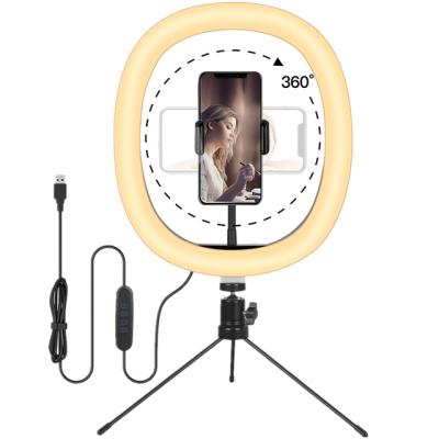 China Mini Suitable for TikTok photo photography tripod desktop dimming 10 inch fill light led light with vibrato alive beauty mobile phone ring for sale