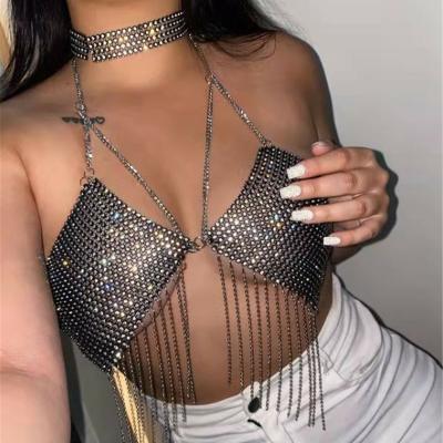 China 2022 Breathable Sexy Bra Sleeveless Sequin Halter Top Top Tank For Women for sale