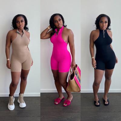 China Summer Women Summer Women Sleeveless Casual Bodycon Rompers Backless Short Solid Jumpsuit for sale