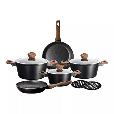 China 7pcs high quality sustainable forged aluminum nonstick cookware sets non stick aluminum fry pan and cook pot cookware set for sale