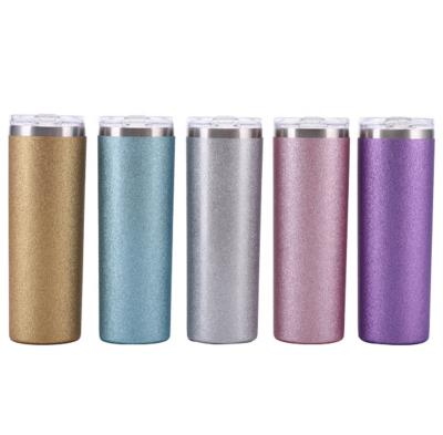 China American Style Epoxy Resin Stainless Steel 20oz/30oz Custom Vacuum Insulated Cup Glitter Custom Lean Straight Cup Drinking Bottle With Straw for sale