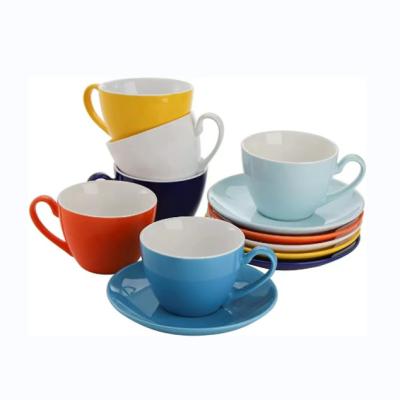 China Viable Wholesales Custom Ceramic Espresso Cups With Saucers And Spoon Colorful Porcelain Coffee Tea Cup And Saucer Set for sale