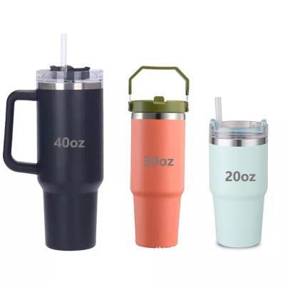 China 20oz 30oz 40oz Viable Mug Tumbler With Handle 304 Stainless Steel Tumbler Double Wall Vacuum Insulated Coffee Mug Tumbler With Lids for sale