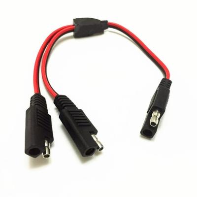 China Automotive 1 to 2 Pin Connector Quick Connect Disconnect Plug SAE Power Extension Cable to 2 SAE Power Extension Cable Adapter for sale