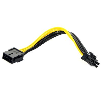 China Harness 21CM 8Pin (6+2Pin) to 8 Pin PCI Express PCIe Power Extension Cable Male to Female Graphics Extension Cable for sale