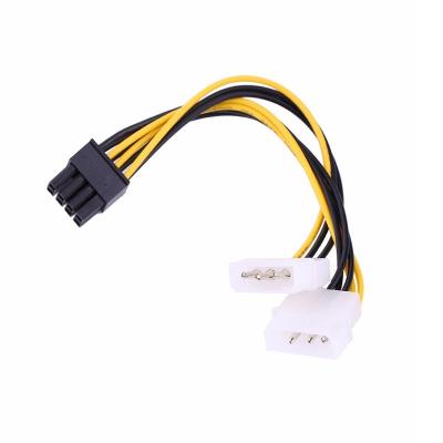 China Electronic 20cm 8 Pin PCI Express Male To Dual LP4 4 Pin Molex Power Cable for sale