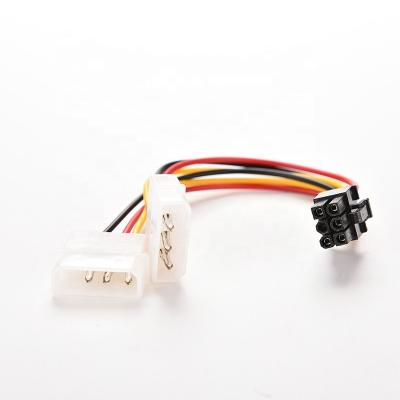 China COMPUTER 2 IDE Dual 4pin Molex IDE Male to 6 Pin Female PCI-E Y Molex IDE Power Cable Adapter Connector for video cards for sale