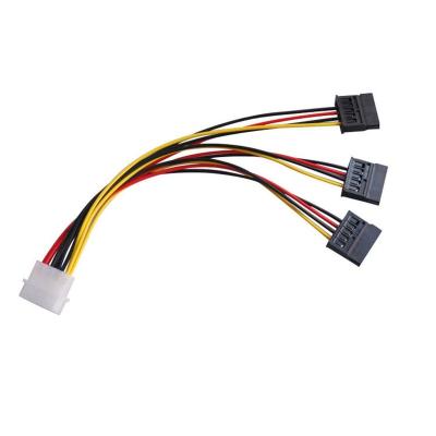 China Electronic SATA Adapter Cable IDE 4 Pin Male To Left Female 3 SATA Splitter Hard Drive Power Supply Cable for sale