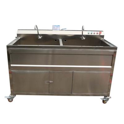 China Snack factory double tank fruit and vegetable washing machine lettuce washing machine strawberry air bubble washing machine for sale