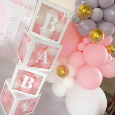 China New Wedding Party Decoration Room Decoration Transparent Pink Balloon Boxes Love Baby White Balloon Box for sale