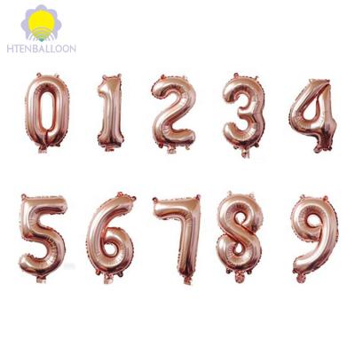 China Wholesale Aluminum Foil Balloon 16inch Rose Gold Color Foil Number Advertising Toy Balloon for Party Decorations for sale