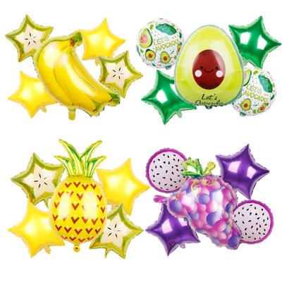 China Orange Balloon Inflator Helium Gas Kids Party Decorations Hawaii Birthday Toys Watermelon Tropical Fruit Foil Balloon Decoration Set for sale