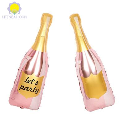 China Factory Wholesale Self-Sealing Foil Balloon Champagne Wine Bottle Shape Helium Balloon For Theme Party Decoration for sale