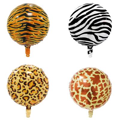 China Leopard Tiger Pattern Toy Balloons New Design Party Gift Decoration 18 Inch Round Foil Balloon for sale