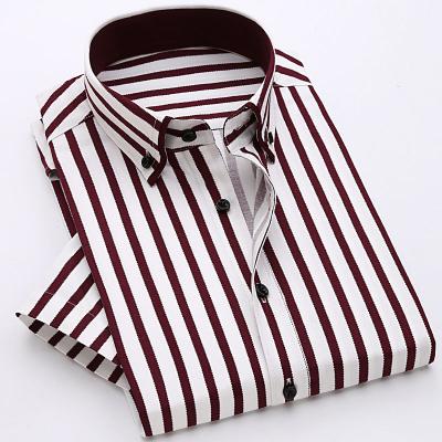 China New Autumn Wide Stripe Men's Casual Short Sleeve Polyester/Cotton Spring Shirt And Shirt for sale