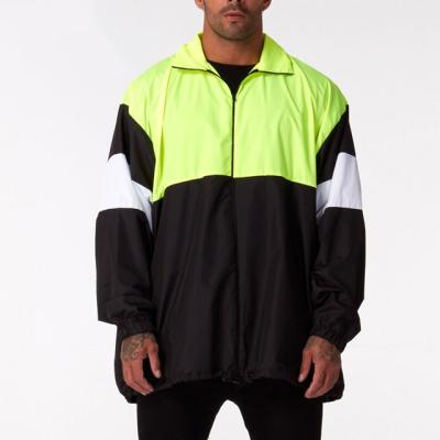 China QUICK DRY Neon Color Block Polyester Waterproof Plus Size Retro Track Jacket With Mesh Lining Inside for sale