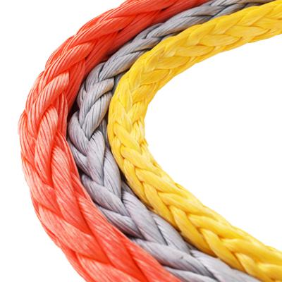 China Marine Winch Towing And Spear High Performance Multi Color 12 Strand Synthetic Uhmwpe Rope Custom Diameter And Length for sale