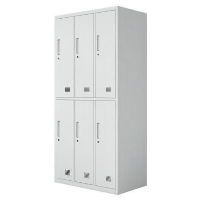 China Modern Metal Lockers 6 Door Storage Staff Worker Locker 6 Door School Locker Cabinet Armadietto Gym Casier Metal Loker for sale