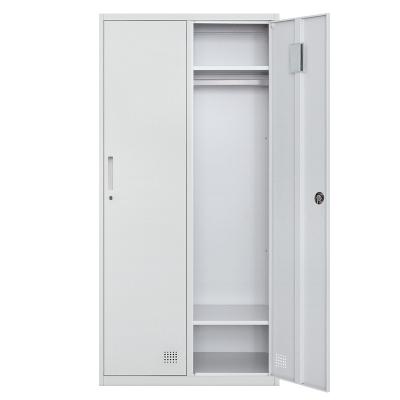 China Modern Sliding Door Steel Cabinet 2 Door Bedroom Furniture Metal Cabinet Swing Door Closet Wardrobe for sale