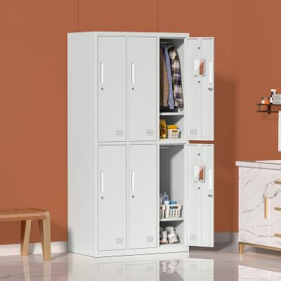 China Adjustable (other) Metal Staff Wardrobe Hanging Clothes Storage locker Cabinet 2 Door Locker Metal Steel With Mirror Metal Locker for sale