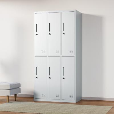 China Modern Steel Locker Cabinet 2 4 6 9 Door Wardrobe Clothes Storage Armoire Wardrobe For Bedroom for sale