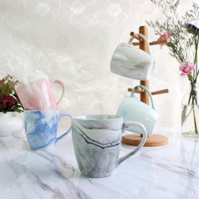 China New Design WKTM005 Rose Color Pink Color Mugs OEM Cute Marble Plain Ceramic Coffee Cup Coffe Stocked Marble Ceramic Nordic Marble Mug for sale