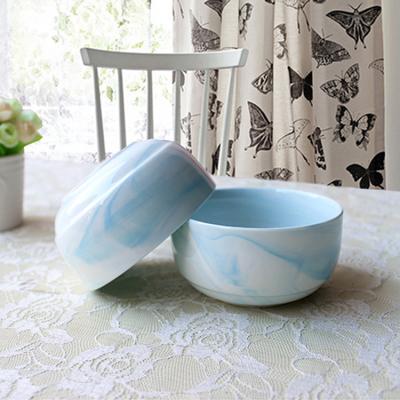 China Special Design WKTB009 Cereal Rice Bowl Set Korean Porcelain Marble Bowl Stocked Ceramic Bowl for sale