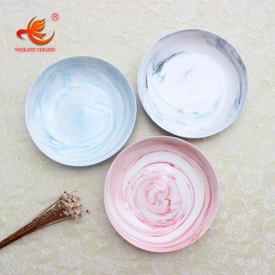 China New Design WKTP009 Creative Disposable Porcelain Dishes for Dinner, Cheap Hotel and Restaurant Marble Color Ceramic Dish for sale