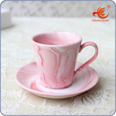 China WKT026MP Marble Viable Color Porcelain Espresso Coffee Cup Saucer Set Small for sale