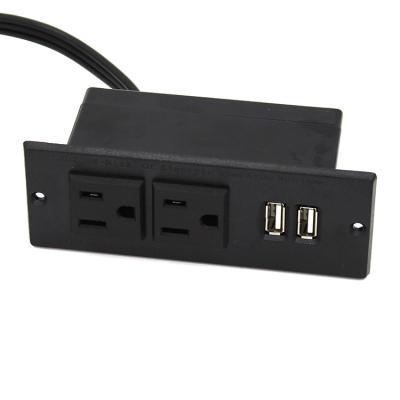 China Factory Outlet 5V USB US American US Extension Power Outlet Black Double Strip 120V Residential/General Purpose Socket With USB Port for sale