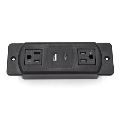 China Black Color U L Left Strip Residential/General Purpose Dual USB A Power Outlet USB C AC Plug USB C C Power Factory Supply US Approval For Furniture for sale