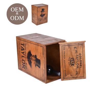 China Handmade Cheap Wooden Wine Gift Packaging Box Printing Whiskey Wine Box for sale