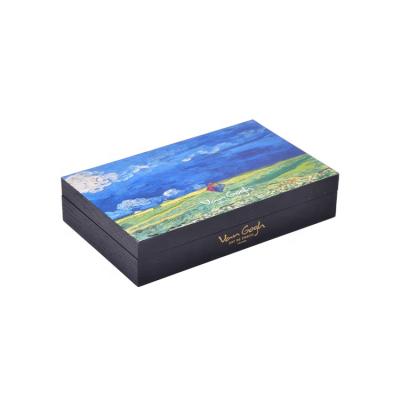 China Handmade Wooden Box Factory Customized Matte Finish Black Painted Wooden Luxury Custom Chocolate Box For Gift for sale