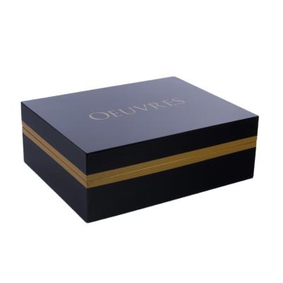 China Handmade Wooden Box Factory Customized Custom Logo Black Blue Gold Color Perfume Box Packaging For Gift for sale