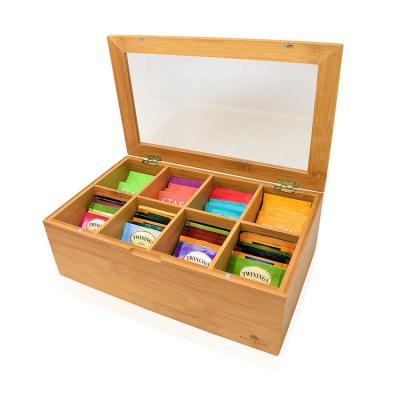 China Handmade Bamboo Tea Box with Drawer Wooden Tea Chest Tea Storage Box Wooden Organizer for Home and Kitchen for sale