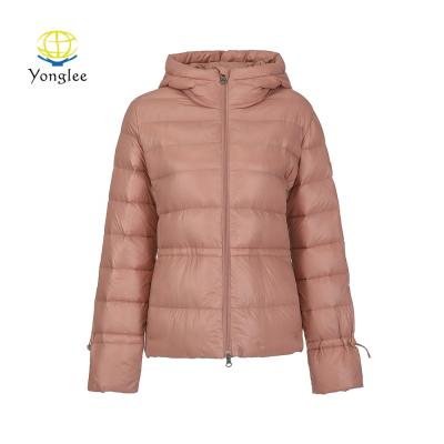 China Waterproof 90 goose down lightweight hot sale women's custom hooded down jacket for sale