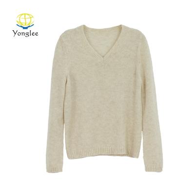 China Factory Supply Breathable V-neck Lightweight Women Knit Sweaters for sale