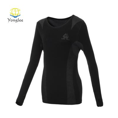 China Good Quality Women's Breathable Merino Wool Jacquard Long Sleeved Seamless Base Layer Customized for sale