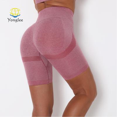 China Factory Price Women Compression Belly Breathable Competitive High Waist Control Sports Seamless Running Shorts for sale