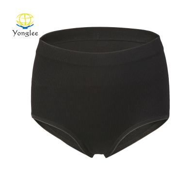 China Simple Design Breathable Womens High Rise Underwear Ribbed Hipster Seamless Brief for sale