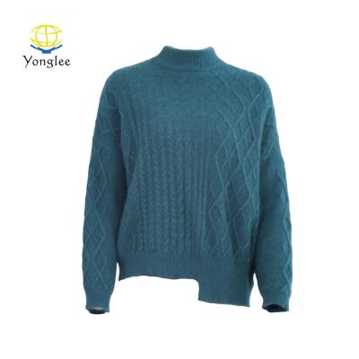 China Design Breathable Soft Fashionable Single Color Soft Thick Neck Warm Long Sleeve Cable Knit Sweater for sale