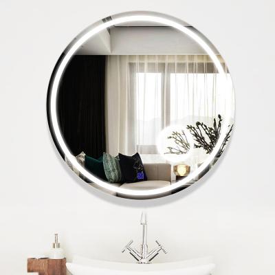 China Modern Round Rimless LED Bathroom Wall Mounted Fogproof And Explosion-Proof Illuminated Makeup Mirror for sale